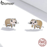 Sterling Silver Sloth Stud Earrings for Women Girls Animal Gift