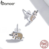 Sterling Silver Sloth Stud Earrings for Women Girls Animal Gift