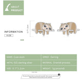 Sterling Silver Sloth Stud Earrings for Women Girls Animal Gift