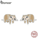 Sterling Silver Sloth Stud Earrings for Women Girls Animal Gift