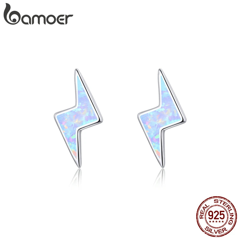 Opal Lightning Stud Earrings Sterling Silver 925