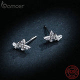 Butterfly Couples Stud Earrings Clear CZ Ear Studs 925 Sterling Silver