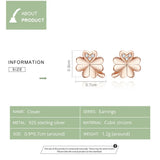 Four-Leaf Clovers Stud Earrings 925 Sterling Silver Wedding Jewelry BSE233