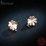 Four-Leaf Clovers Stud Earrings 925 Sterling Silver Wedding Jewelry BSE233