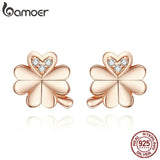 Four-Leaf Clovers Stud Earrings 925 Sterling Silver Wedding Jewelry BSE233