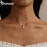 925 Silver CZ Choker Necklace Heart Pendant Chain for Women