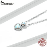 925 Silver CZ Choker Necklace Heart Pendant Chain for Women