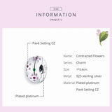 925 Silver Pink CZ Flower Clip Charm for 3mm Bracelet BSC245
