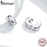 925 Silver Pink CZ Flower Clip Charm for 3mm Bracelet BSC245