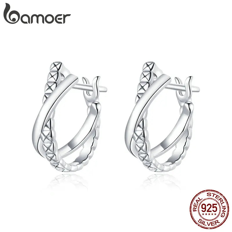925 Silver CZ Stone Leather Texture Stud Earrings Anti-allergy Jewelry