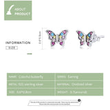 925 Silver Colorful Zircon Butterfly Dragonfly Stud Earrings Women Jewelry