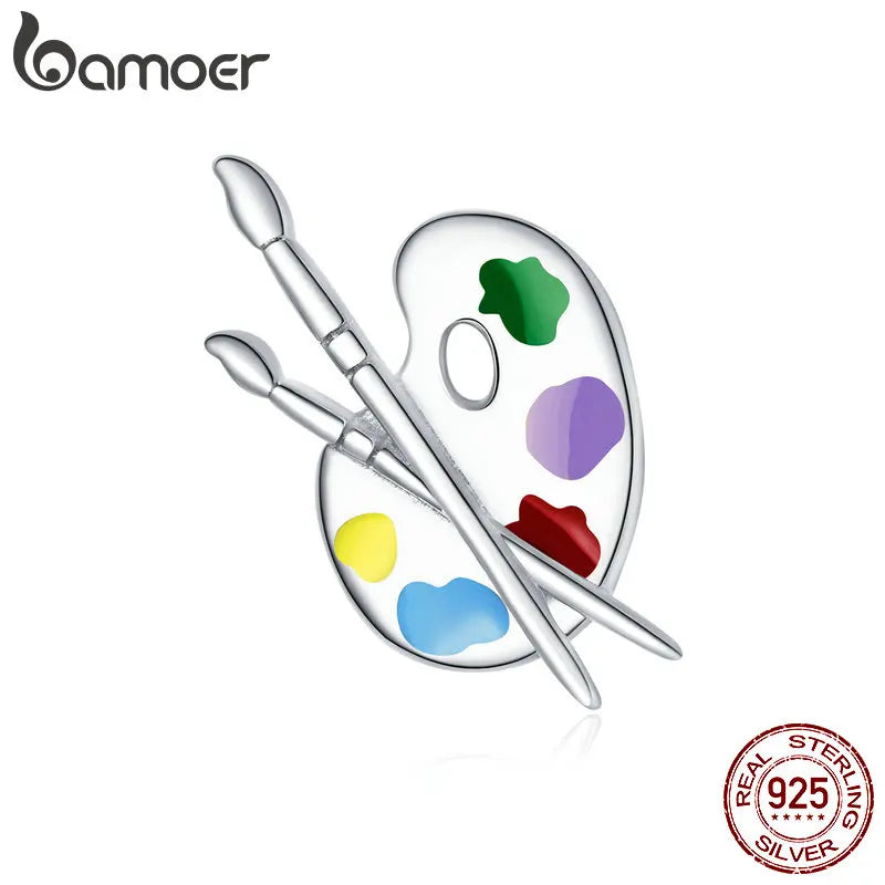 925 Silver Colorful Palette Charm for Women Bracelet DIY