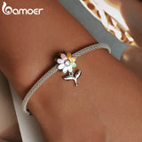 925 Silver Sunflower Charm Pendant for Women Bracelet Bangle