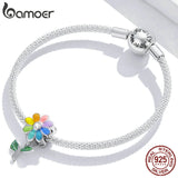925 Silver Sunflower Charm Pendant for Women Bracelet Bangle