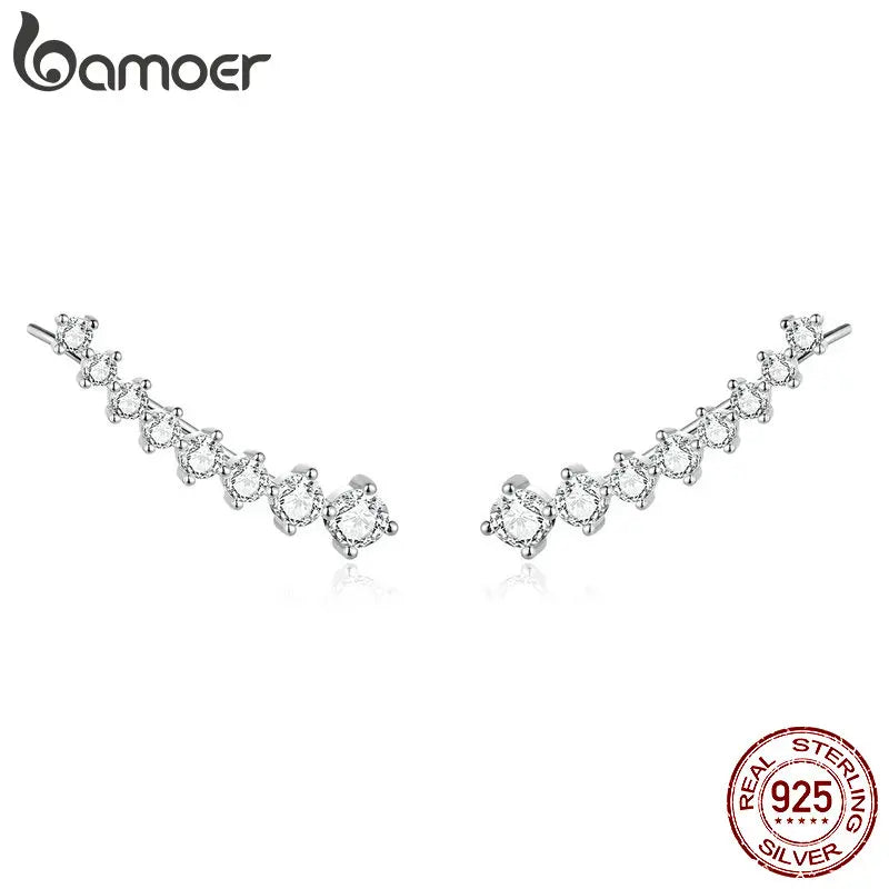 925 Silver Star Stud Earrings with Dazzling Stones for Women