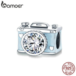 925 Sterling Silver Enamel Camera Charm for Bracelet