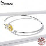 925 Silver Sunflower Cuff Bangle Bracelet for Women BSB045