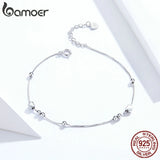 925 Silver Heart & Star Beads Chain Bracelet SCB171