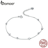925 Silver Heart & Star Beads Chain Bracelet SCB171