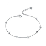 925 Silver Heart & Star Beads Chain Bracelet SCB171