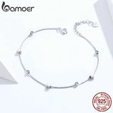 925 Silver Heart & Star Beads Chain Bracelet SCB171