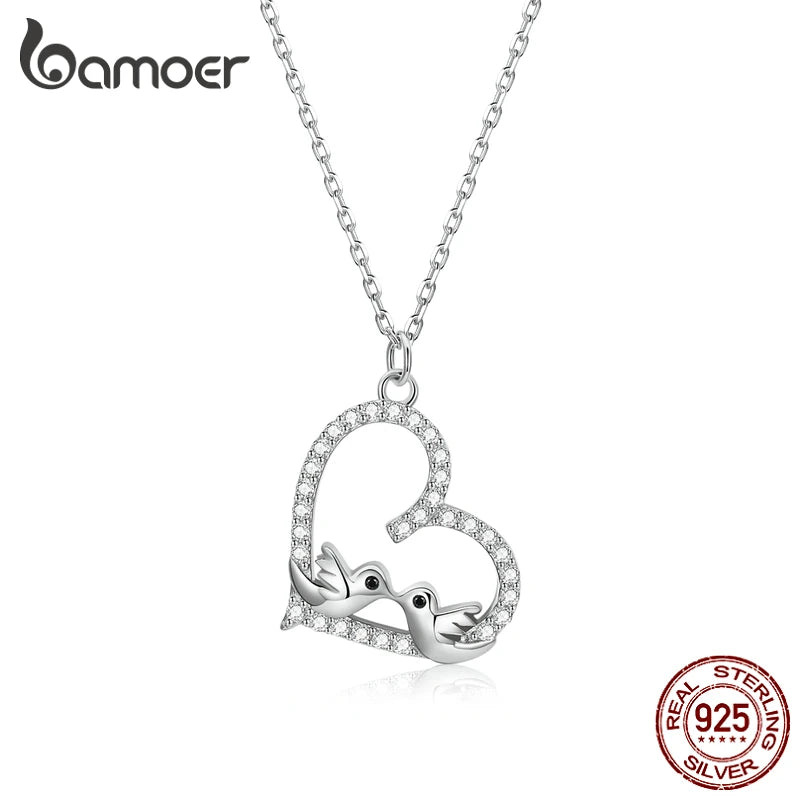 925 Silver Loving Bird Pendant Necklace for Women