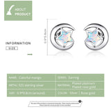 925 Silver Moon & Star Opal Stud Earrings Wedding Jewelry SCE816