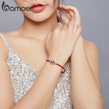 925 Silver Red Leather Rope Bracelet for Women BSB042