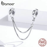 925 Silver Safety Box Chain Charm for Bracelet with Silicone SCC1419