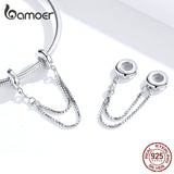 925 Silver Safety Box Chain Charm for Bracelet with Silicone SCC1419
