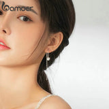 925 Silver Shell Pearl Long Chain Earrings Wedding Jewelry
