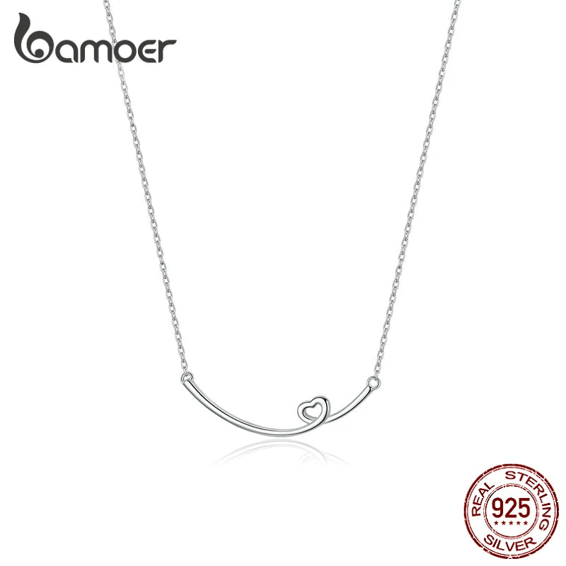 925 Silver Smile Heart Necklace Short Necklaces Mode Collar SCN381