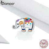 Colorful Elephant 925 Silver Enamel Charm Pendant for Bracelet DIY Jewelry