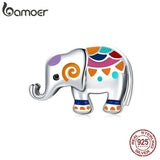 Colorful Elephant 925 Silver Enamel Charm Pendant for Bracelet DIY Jewelry