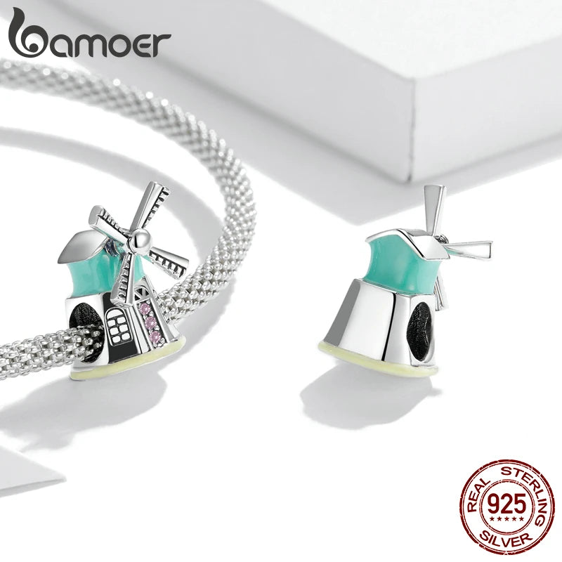 Silver Windmill Charm for Beads Bracelet DIY SCC1739