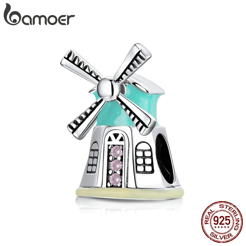 Silver Windmill Charm for Beads Bracelet DIY SCC1739