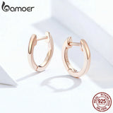 Sterling Silver 925 Rose Hoop Earrings Female Jewelry SCE808
