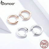 Sterling Silver 925 Rose Hoop Earrings Female Jewelry SCE808