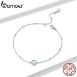 Opal Link Chain Bracelet 925 Sterling Silver Anniversary BSB054