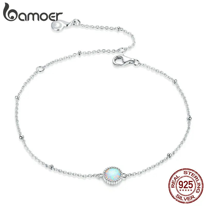 Opal Link Chain Bracelet 925 Sterling Silver Anniversary BSB054