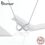Infinity Love Family Forever Necklace Clear CZ 925 Sterling Silver SCN352