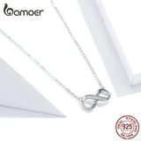 Infinity Love Family Forever Necklace Clear CZ 925 Sterling Silver SCN352