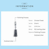 925 Silver Pagoda Tower Pendant Charm for Jewelry