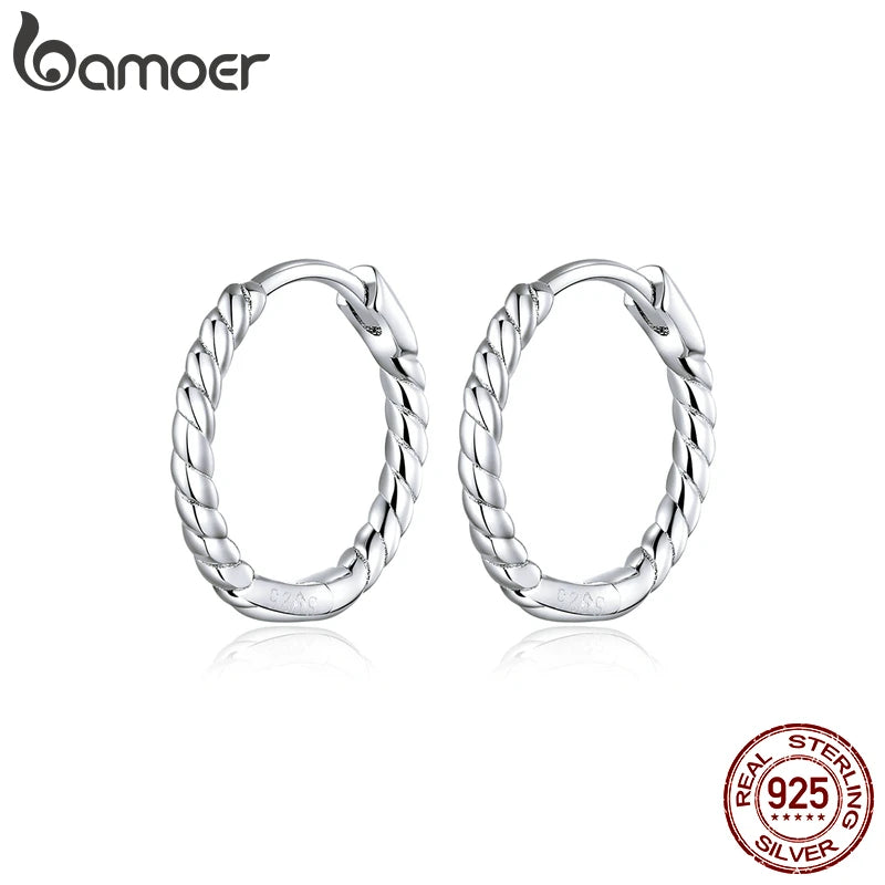 Minimalist Hoop Earrings 925 Silver Geometric Jewelry