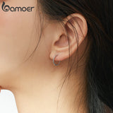 Minimalist Hoop Earrings 925 Silver Geometric Jewelry