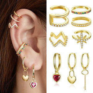 925 Silver Ear Cuff Earrings, Circle Hoop for Women, Wedding
