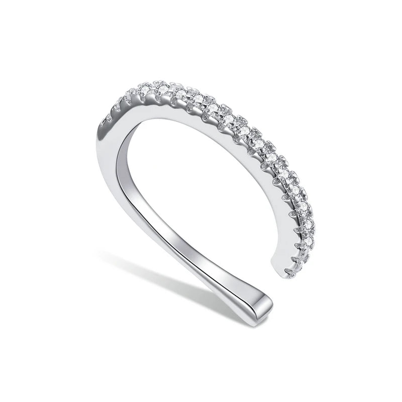 Sterling Silver Whilte Zircon Ear Clip Gift for Girl