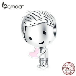 925 Silver Little Girl & Boy Pendant Charm DIY Jewelry