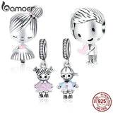 925 Silver Little Girl & Boy Pendant Charm DIY Jewelry