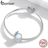 Opal Round Bead 925 Silver Butterfly Charm Bracelet DIY Stone Jewelry